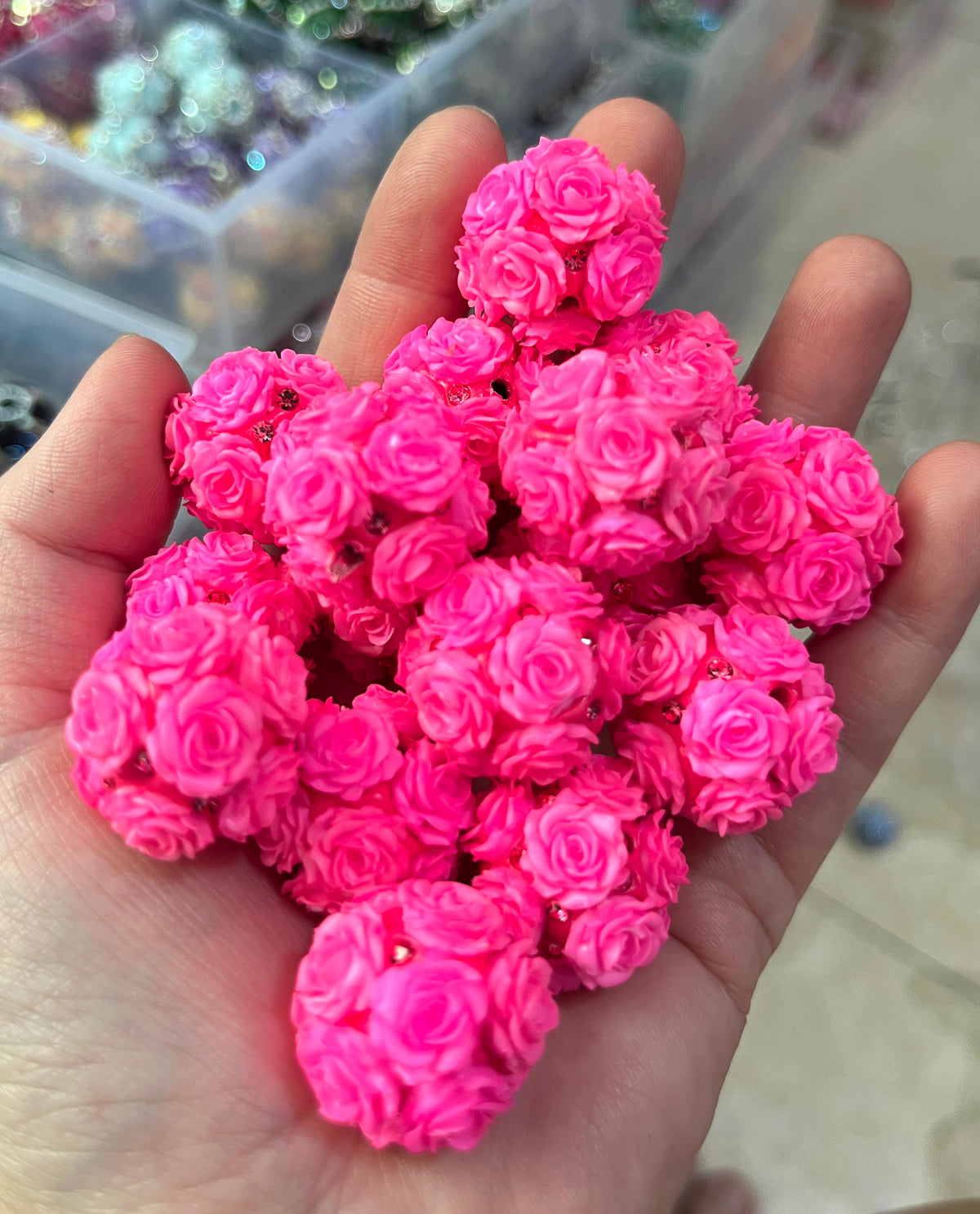 #1-#33beaded beadable Flower beads Soft flower Precious softened clay beads Rhinestone Random Mix