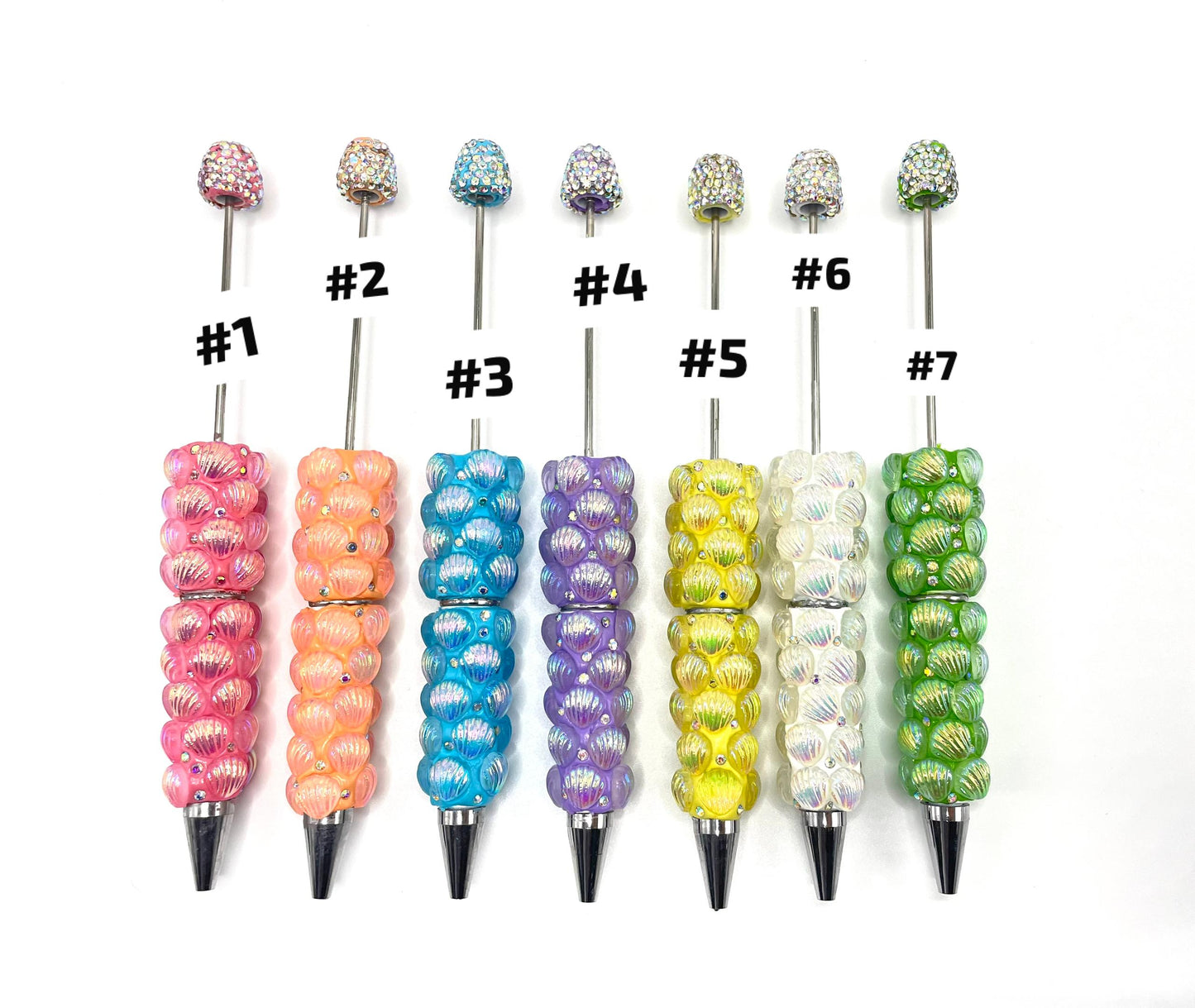 Beaded beadable sea shell pens ,colored
