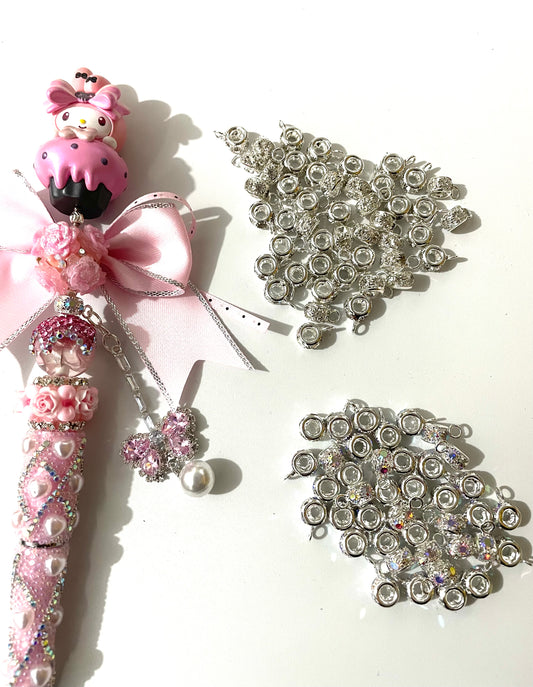 Beading beaded jewelry style spacer with loop ring charm pendant metallic metal alloy spacer with loop 8mm