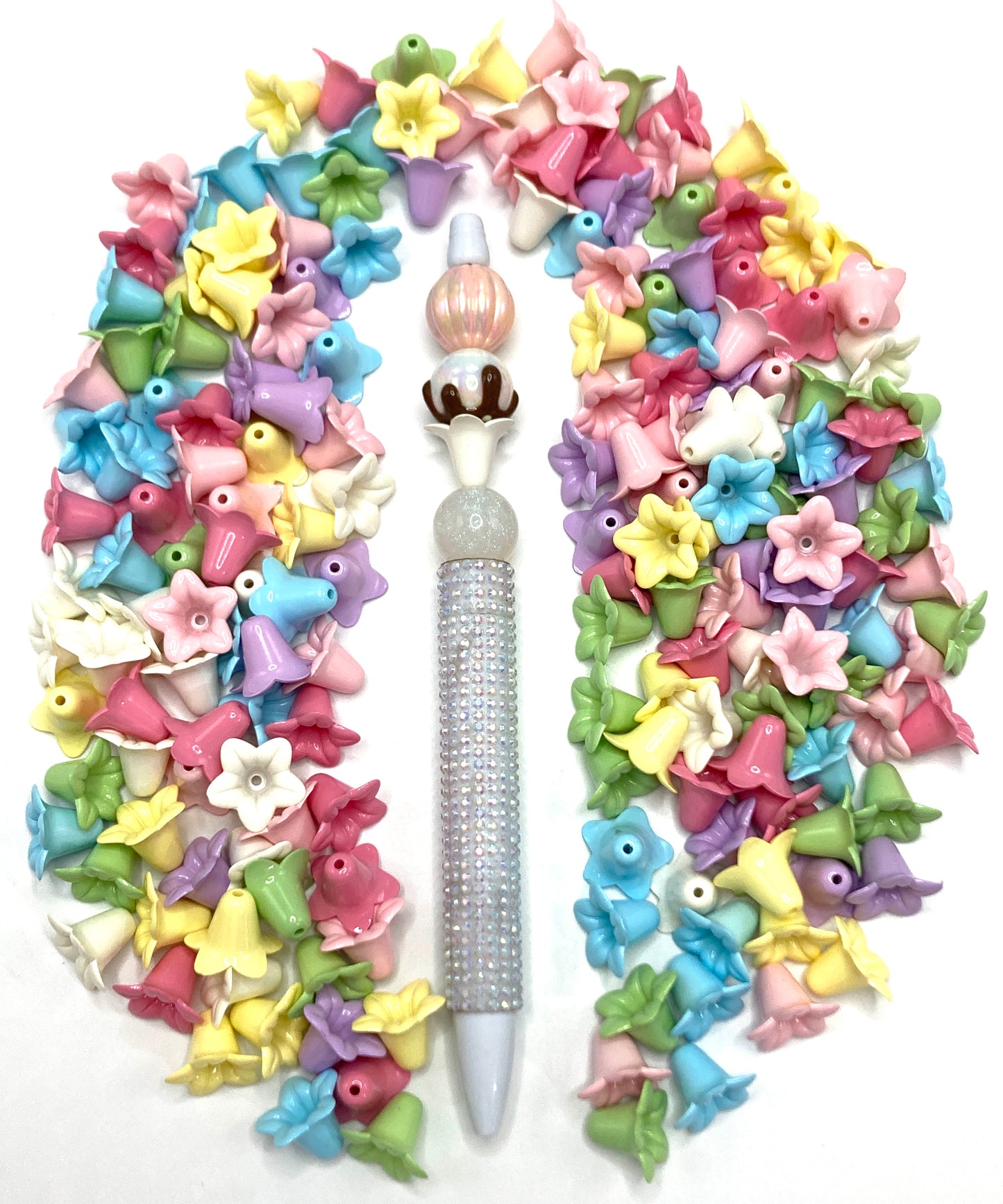 Acrylic flowers bead Flower-spacer beads Lavender flower Colored flower bead holder for diy pen diy bracelete 12mm*17mm Random Mix