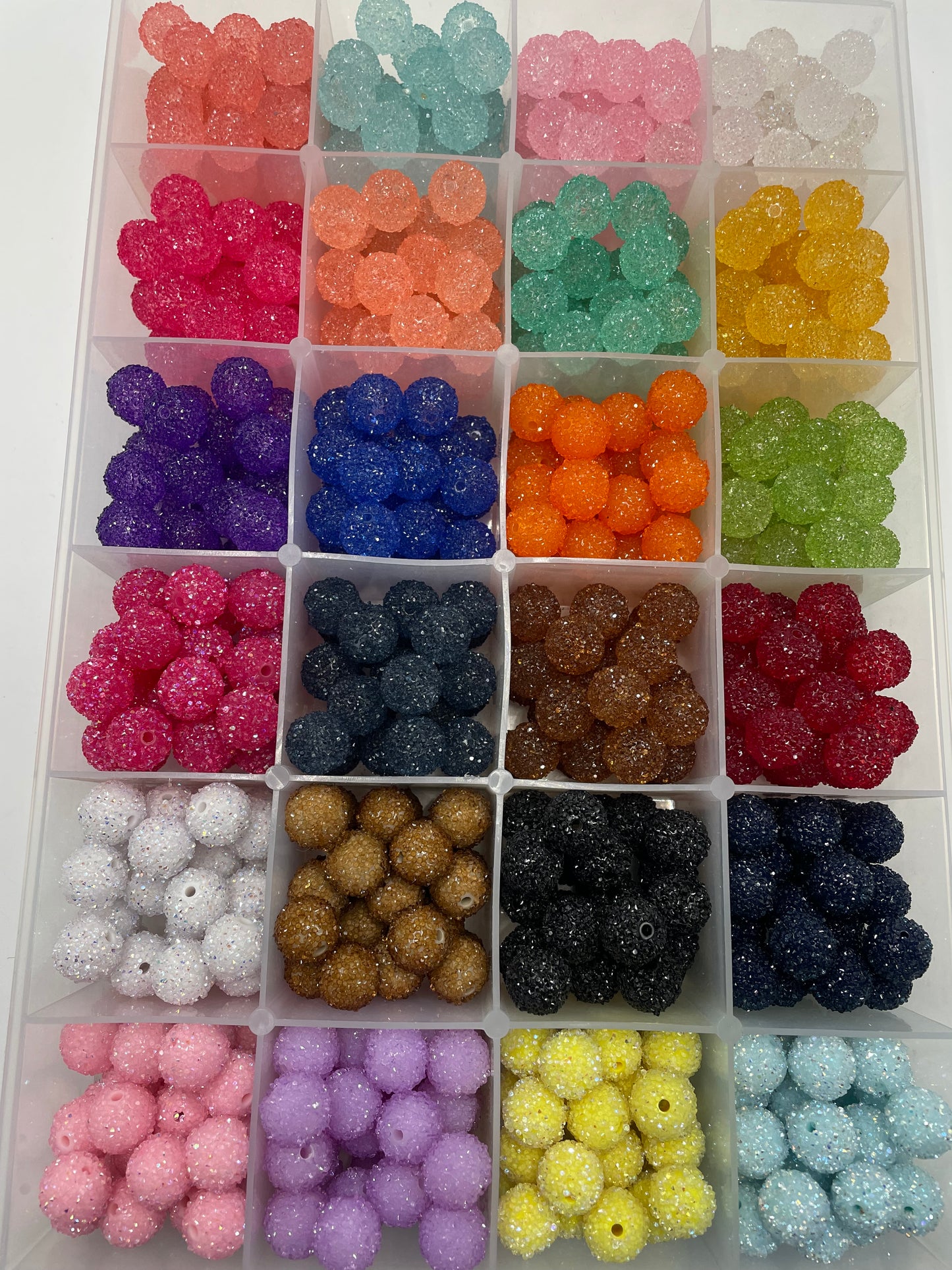 Beaded beadable acrylic 16mm sugar bead transparent and solid color bead with sugar,random mix