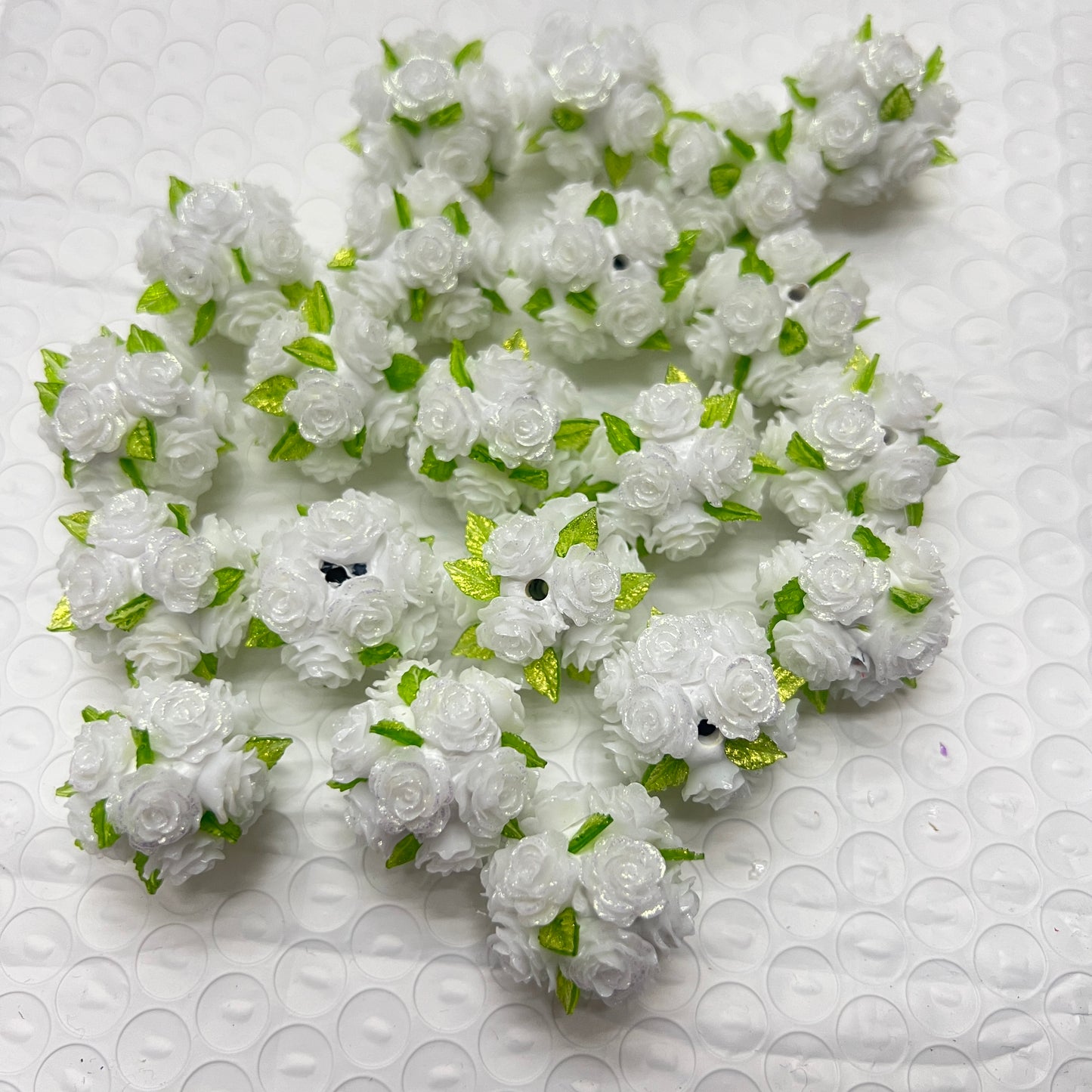 soft rose flower with green leaf fancy bead flower bead