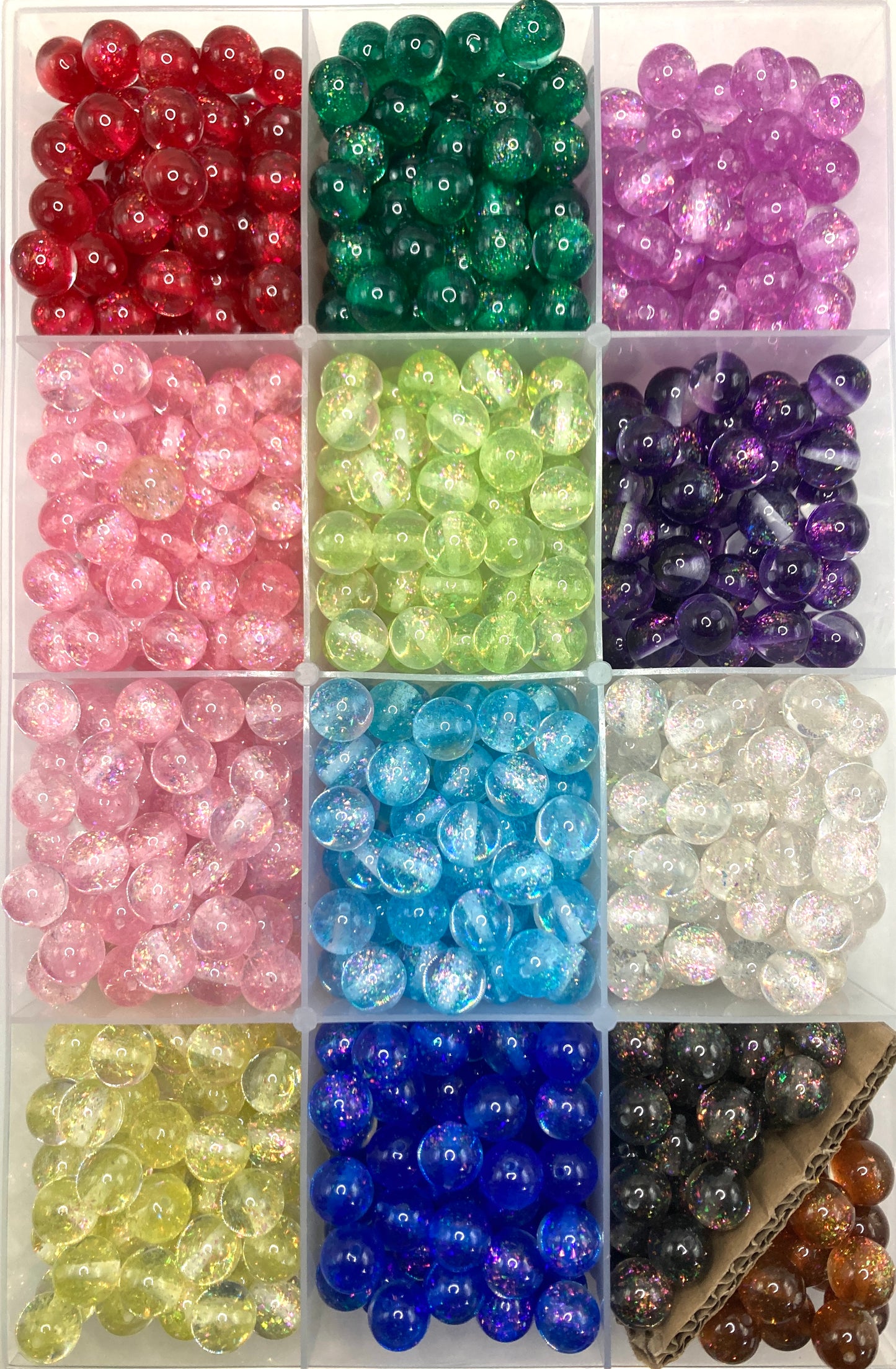 diy beaded beadable acrylic glitter beads 16mm inside ornament confetti looking