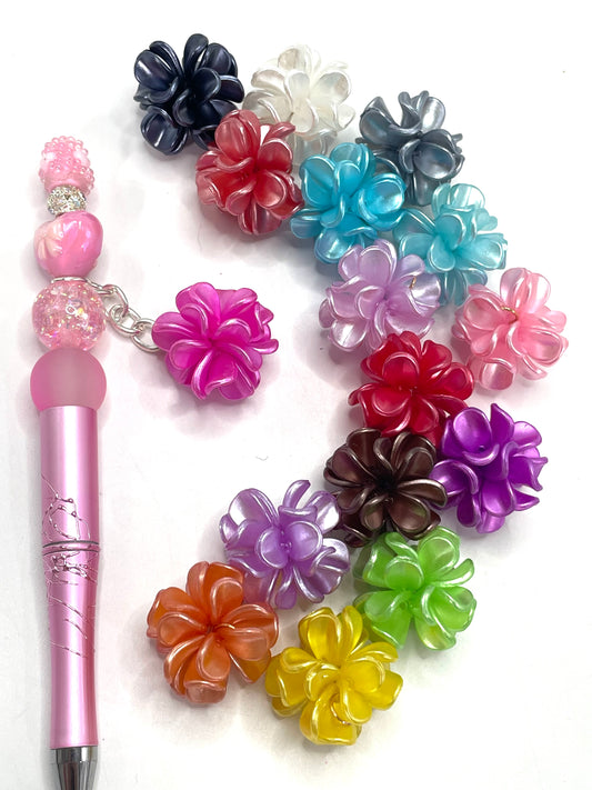 More colors Three-dimensional flower UV Resin bead with hook loop attach to charm ,Random Mix 25mm