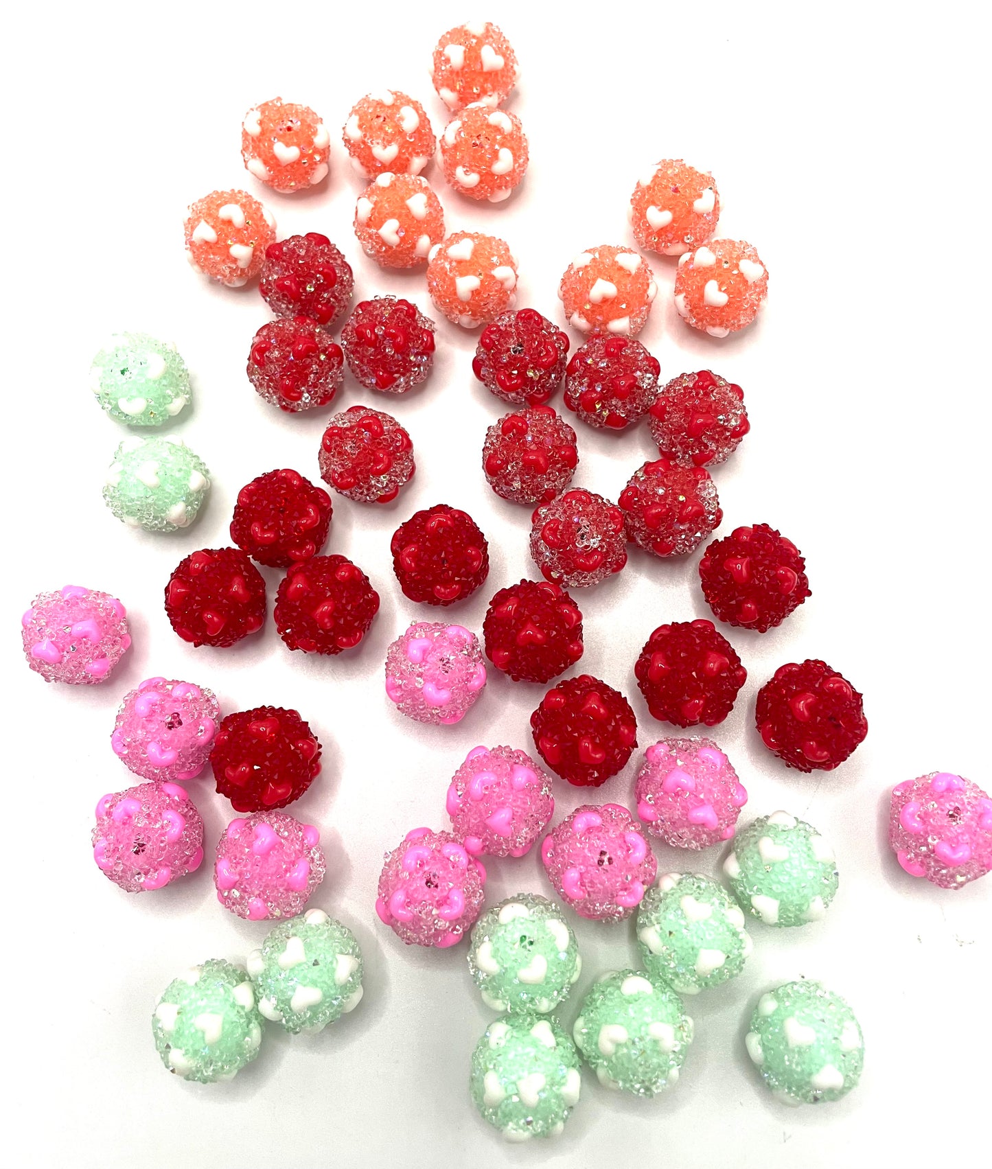 diy beaded beadable sugar beads with heart shape ,color ,random mix