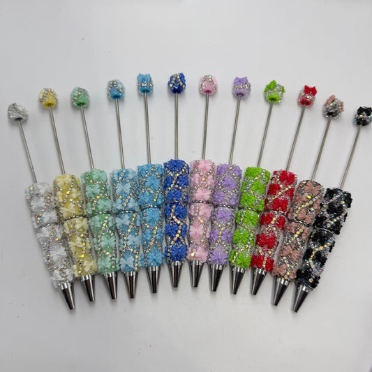 diy beaded beadable fancy pen fancy bow pen with sugar and rhinestone diy pen