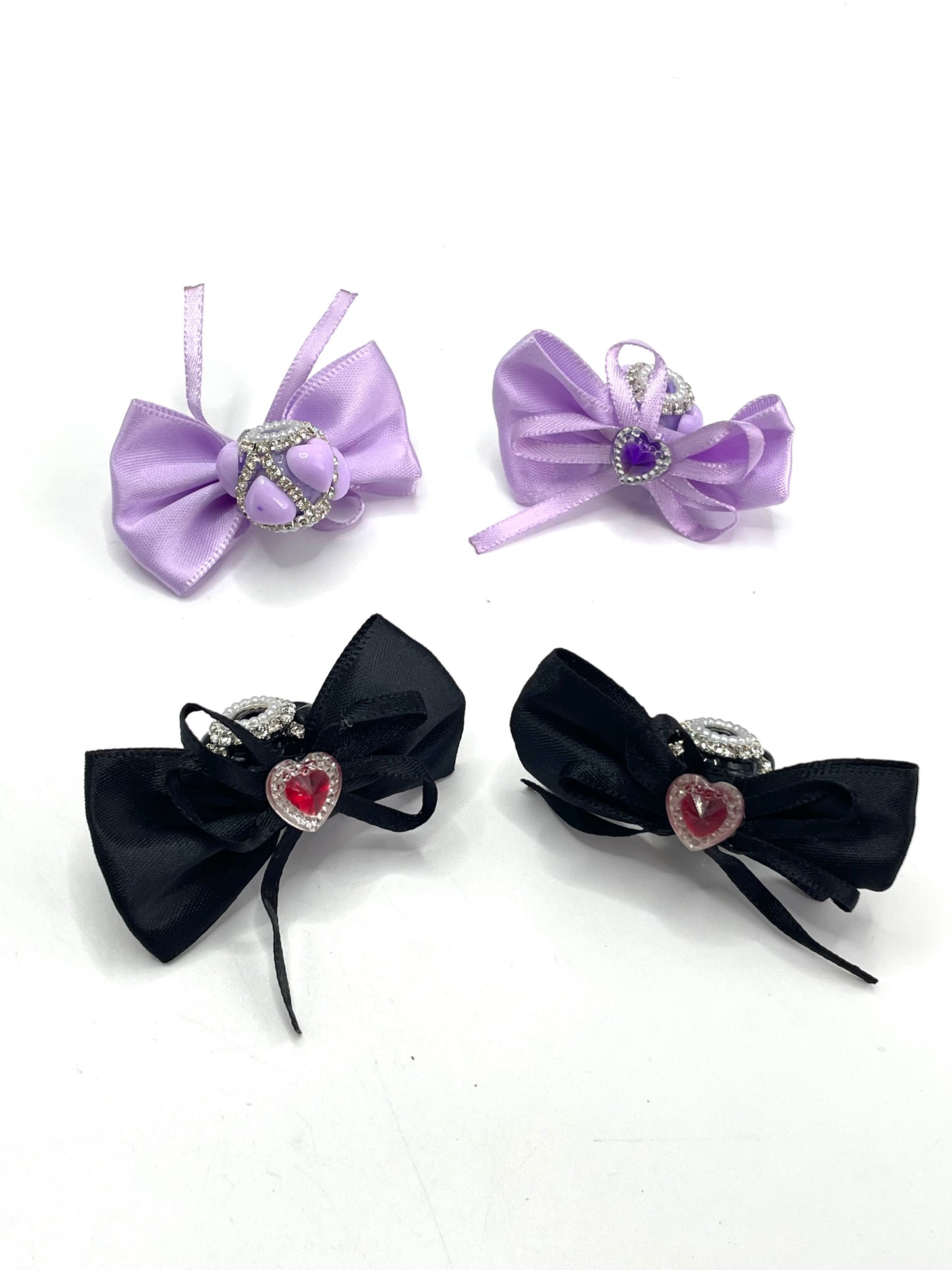 beaded beadable fancy bow bead with crystal heart textile bow ,colored, Chain decoration Smooth acrylic random mix