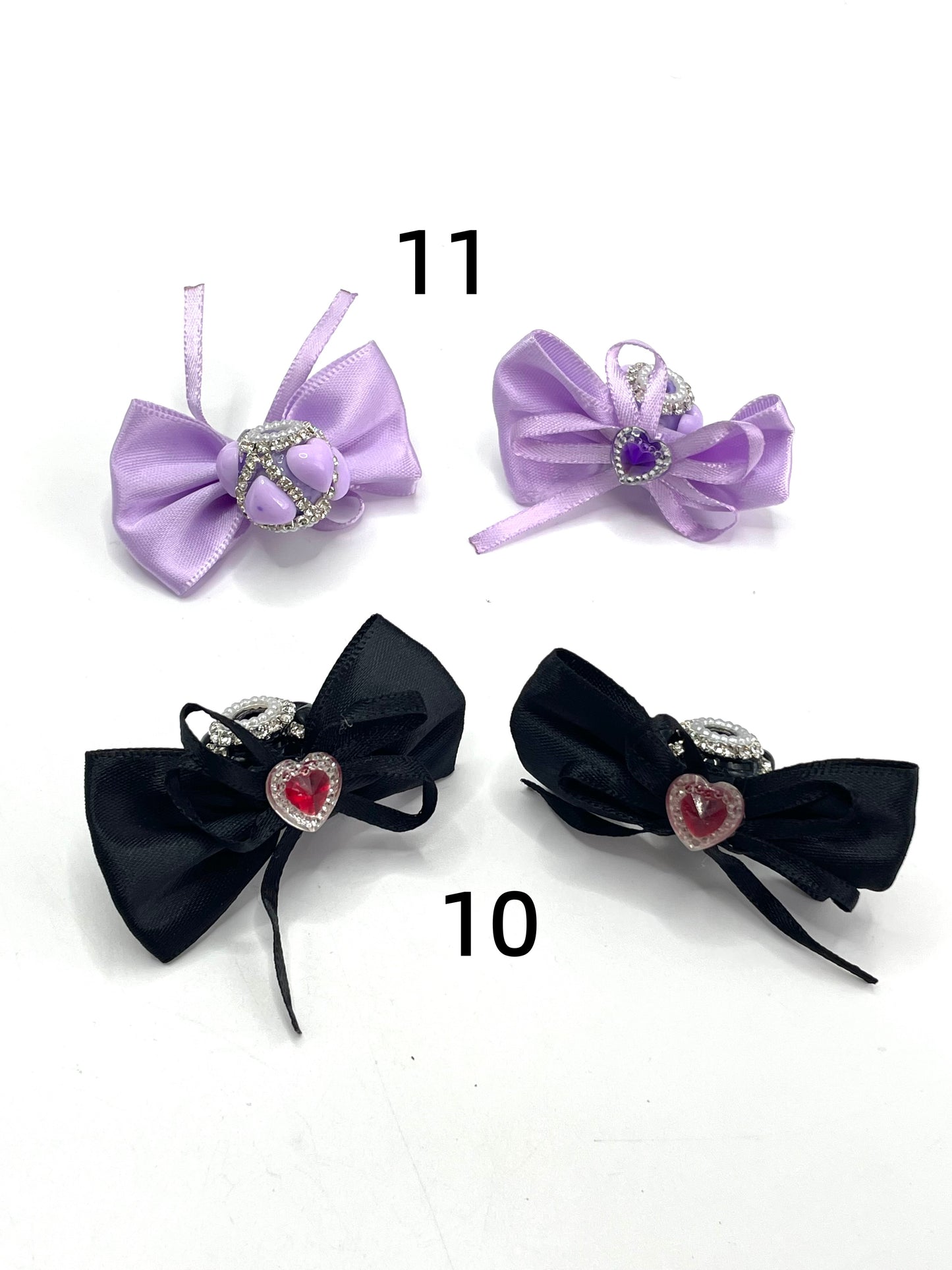 beaded beadable fancy bow bead with crystal heart textile bow ,colored, Chain decoration Smooth acrylic random mix