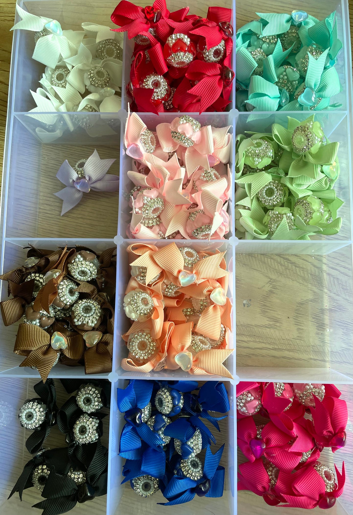 Beaded beadable Textile bead heart bow bead textile fabrica bow with lacy and crown bead fancy bead craft with crown ornament with bow satin ribbon knot,ornament with pearl and sugar stone, delicate handcraft ,randon mix color