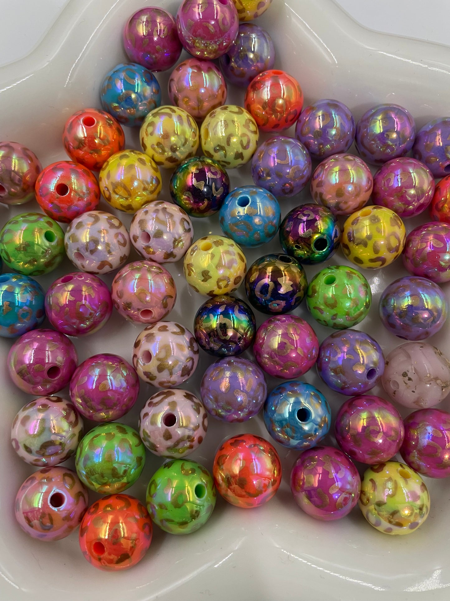 acrylic black Leopard print Transparent color Random Mix 15mm