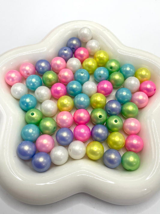 Acrylic beads Colored solid-color acrylic beads Shimmering luster 16mm Random Mix