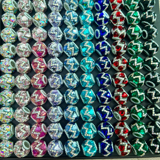 heart bead with chain rhinestone heart fancy bead