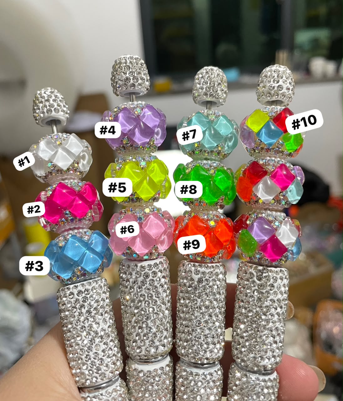 diy beaded beadable fancy crystal rhinestone pearl beads ,colored,random mix