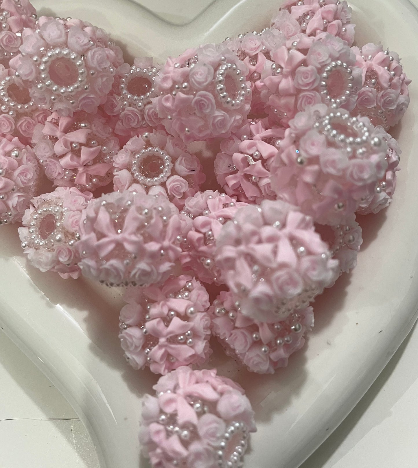 rose flower bead bow pearl bead acrylic bead with bow flower random mix color