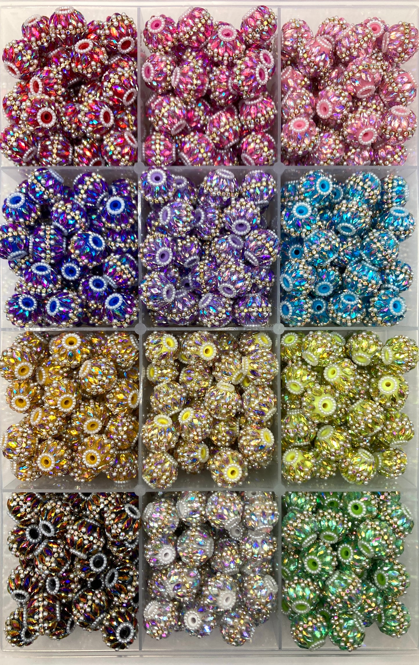 Fancy Beads Upright and inverted rhombic crystals Golden Chain mirror uv Bubble Beautiful beads 20mm Random Mix