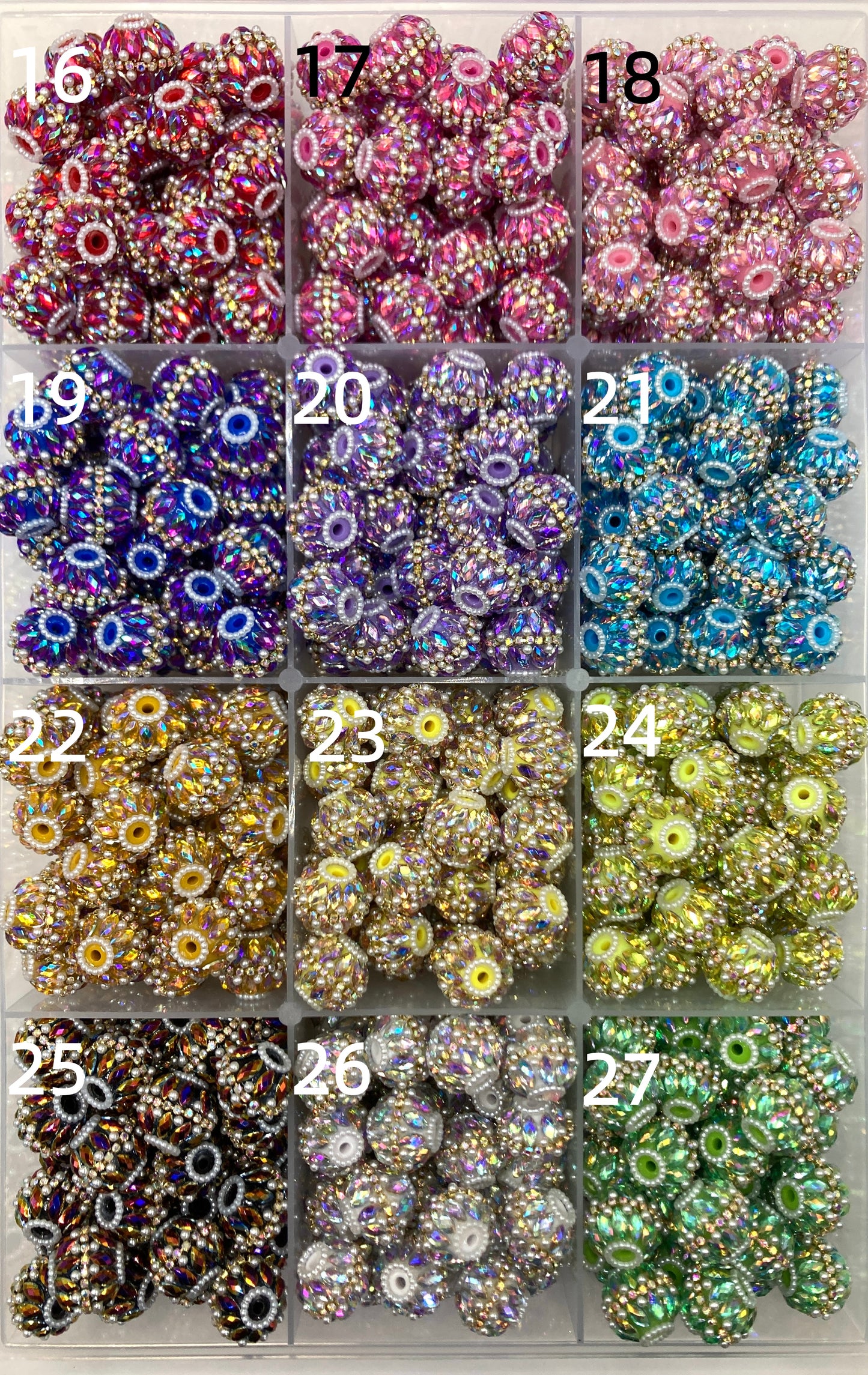 Fancy Beads Upright and inverted rhombic crystals Golden Chain mirror uv Bubble Beautiful beads 20mm Random Mix
