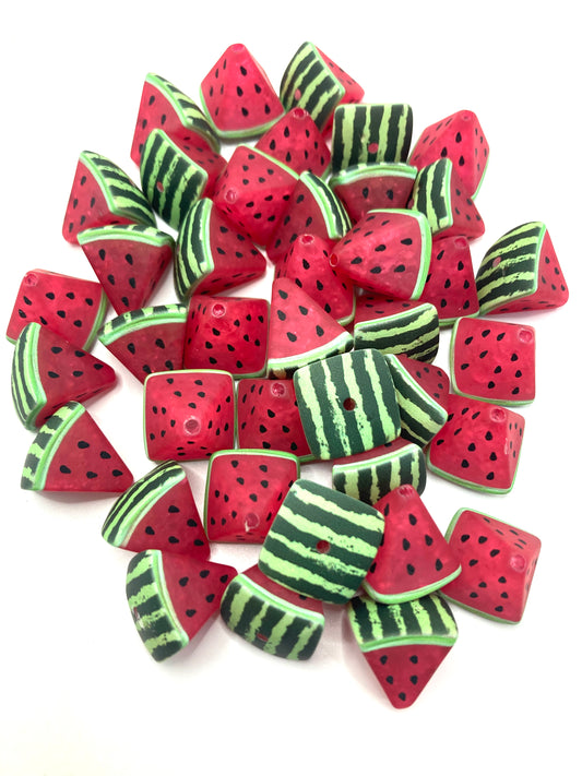 Acrylic beads Watermelon chunks Fruit string beads Sandblasting glitter Watermelon beads UV color Satin finish