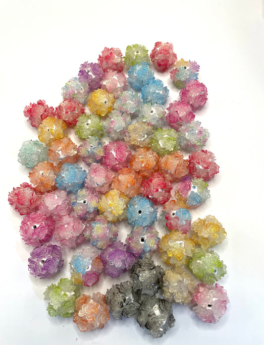 Flower bead soft flower petal edge with glitter random mix color