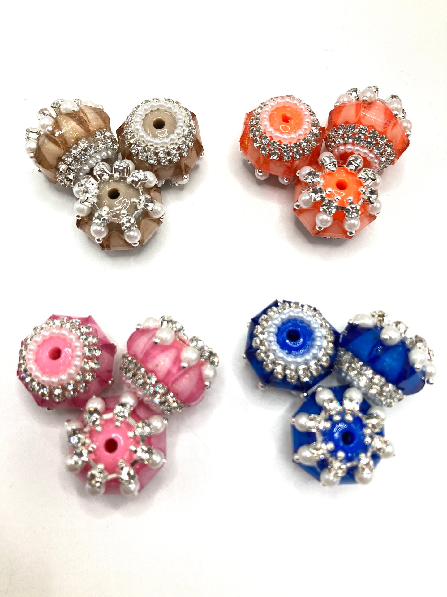 Beaded beadable fancy bead diy bead ornaments with pearl rhinestone chain and heart shape acrylic lantern beads random mix color 20mm to 21mm