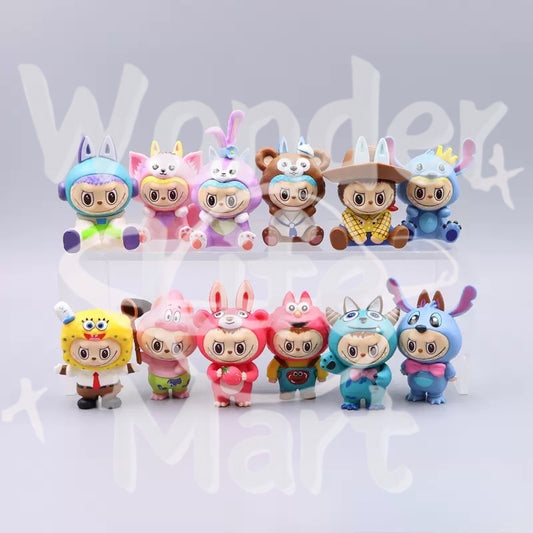 LABUBU Drag Series Animal suit Spongebob SquarePants Set Desktop ornament Pen Toppers