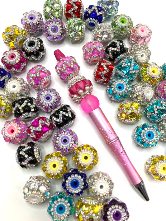 Acrylic heart beads Love and Pearl Gasket Chain Bubble beads Random Mix 21mm