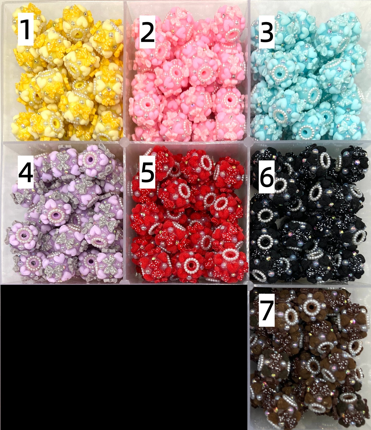 Heart Pearl gasket Sanded fuzzy flocked  Heart Bubble Acrylic heart beads bow beads Random Mix