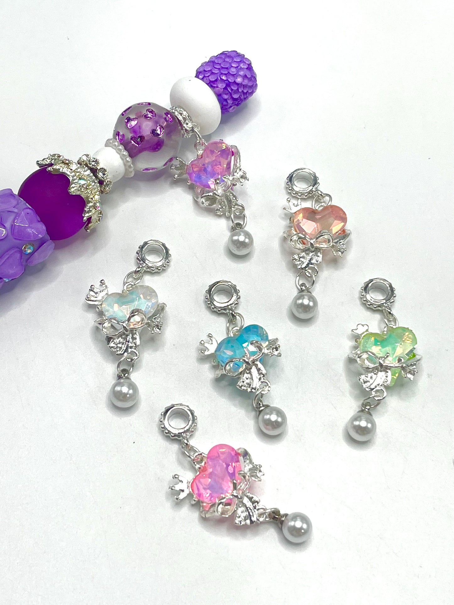 charm Heart Pendant Pearl pendant Metal pendant DIY accessories Random Mix