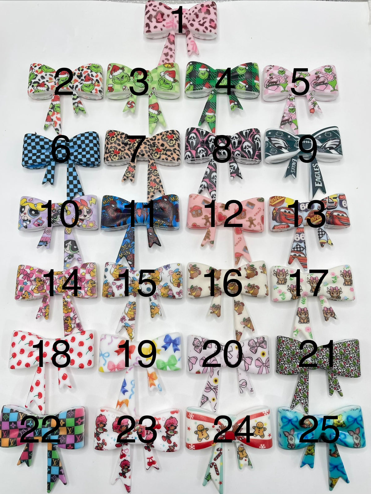 beaded beadable silicone big bow beads big bow focal colored Pattern watermark bow Silicone bow 58mm Random Mix