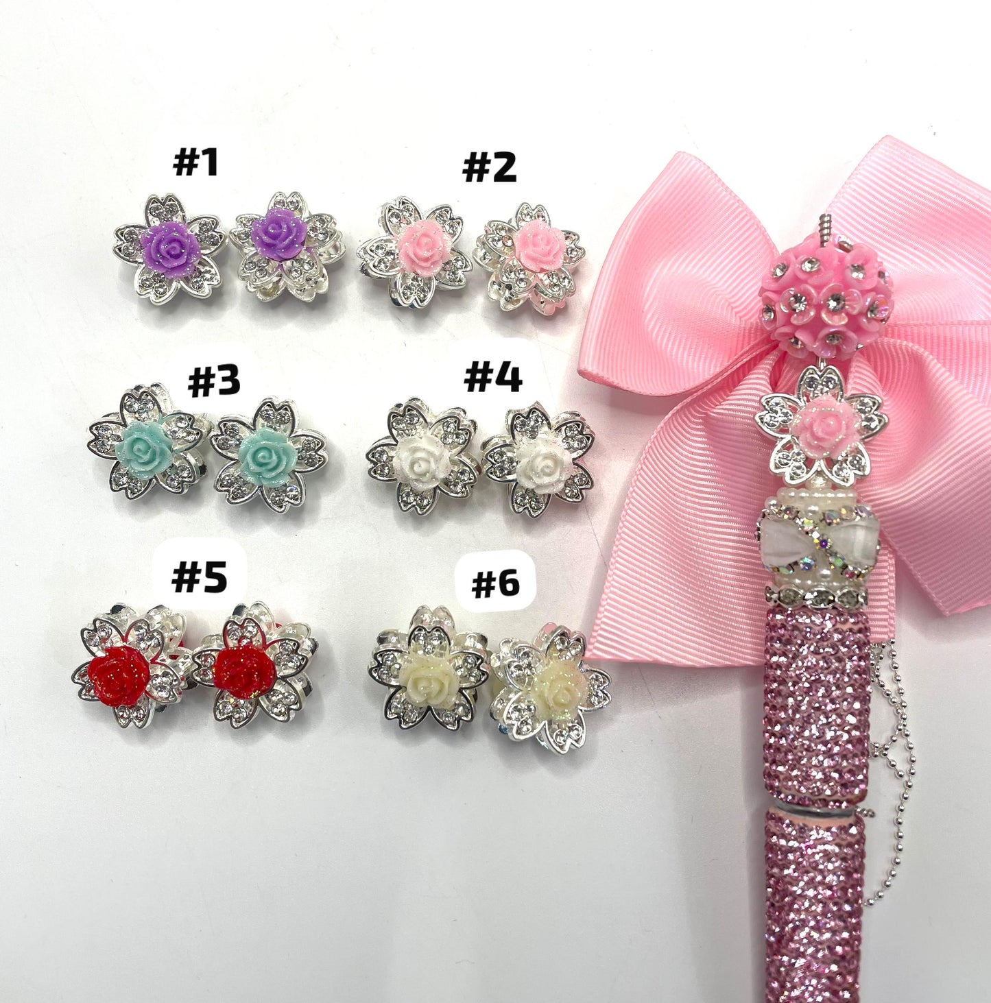 beaded beadable metal metallic fancy flower beads rose flower ,random mix ,colored