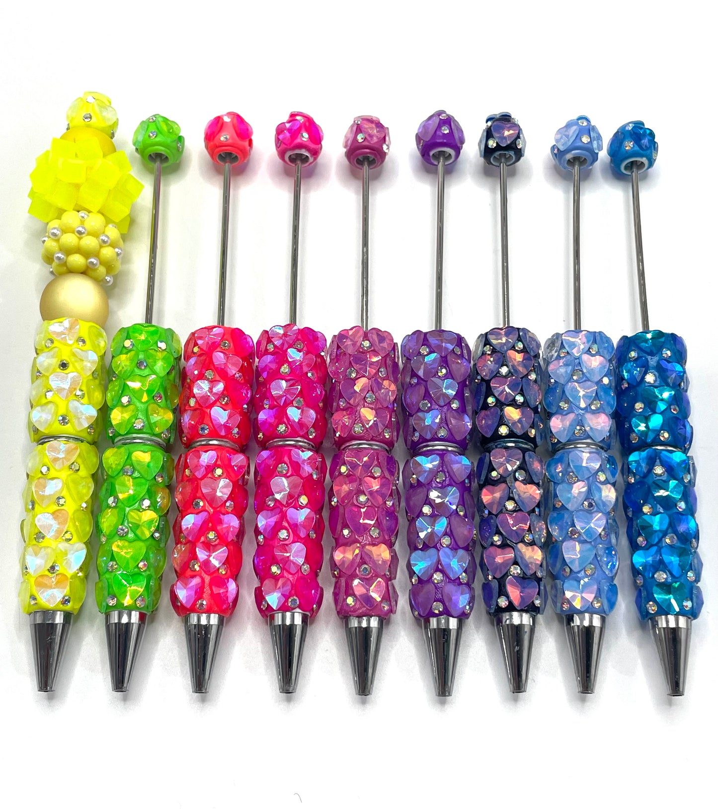 Clay heart pen UV heart Rhinestone Neon pen Translucent heart pen Random Mix