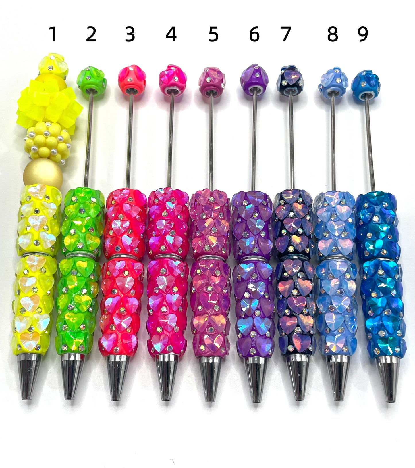 Clay heart pen UV heart Rhinestone Neon pen Translucent heart pen Random Mix