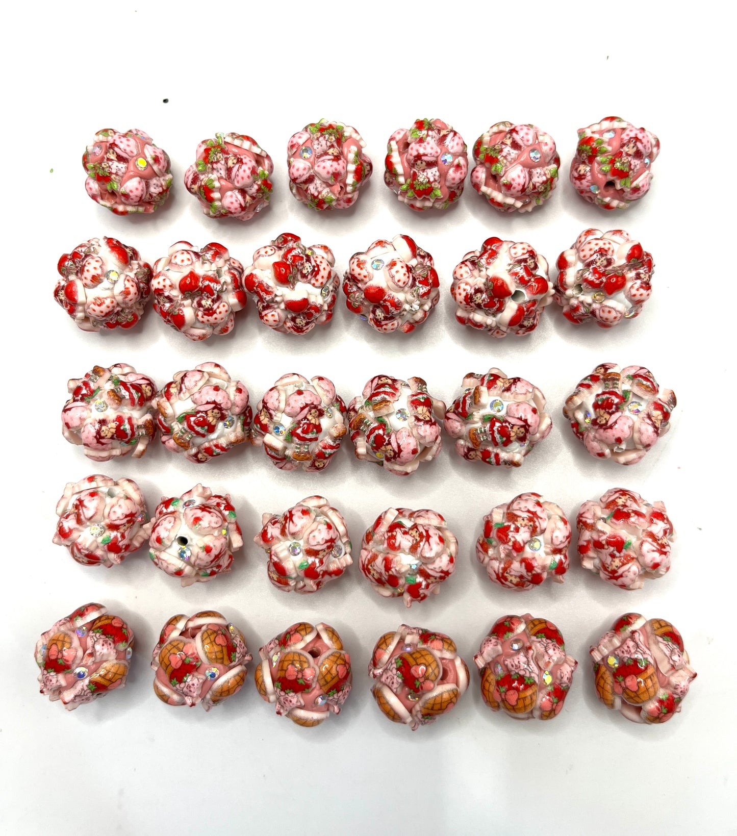 fancy character figure strawberry girl clay bead ,random mix