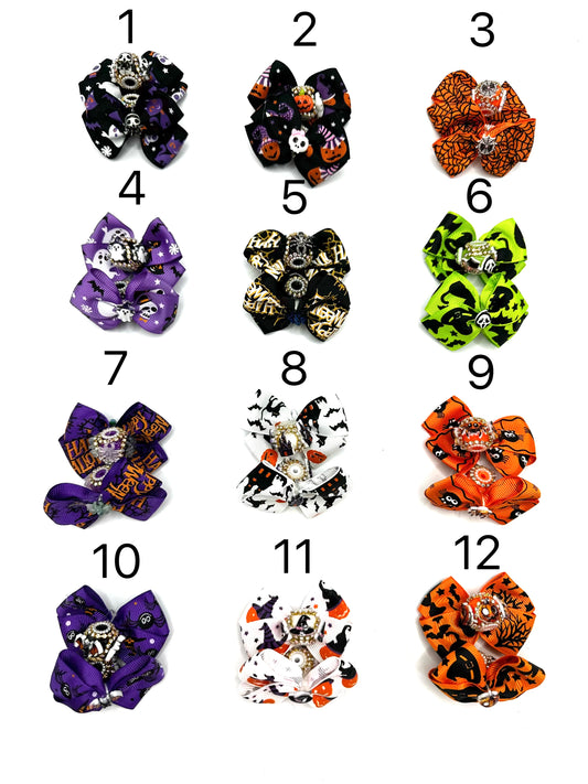 diy beadable beaded textile fabric bow beads for halloween diy BOW Halloween Beads Pumpkin Webbing bow Skull head Acrylic beads Random Mix