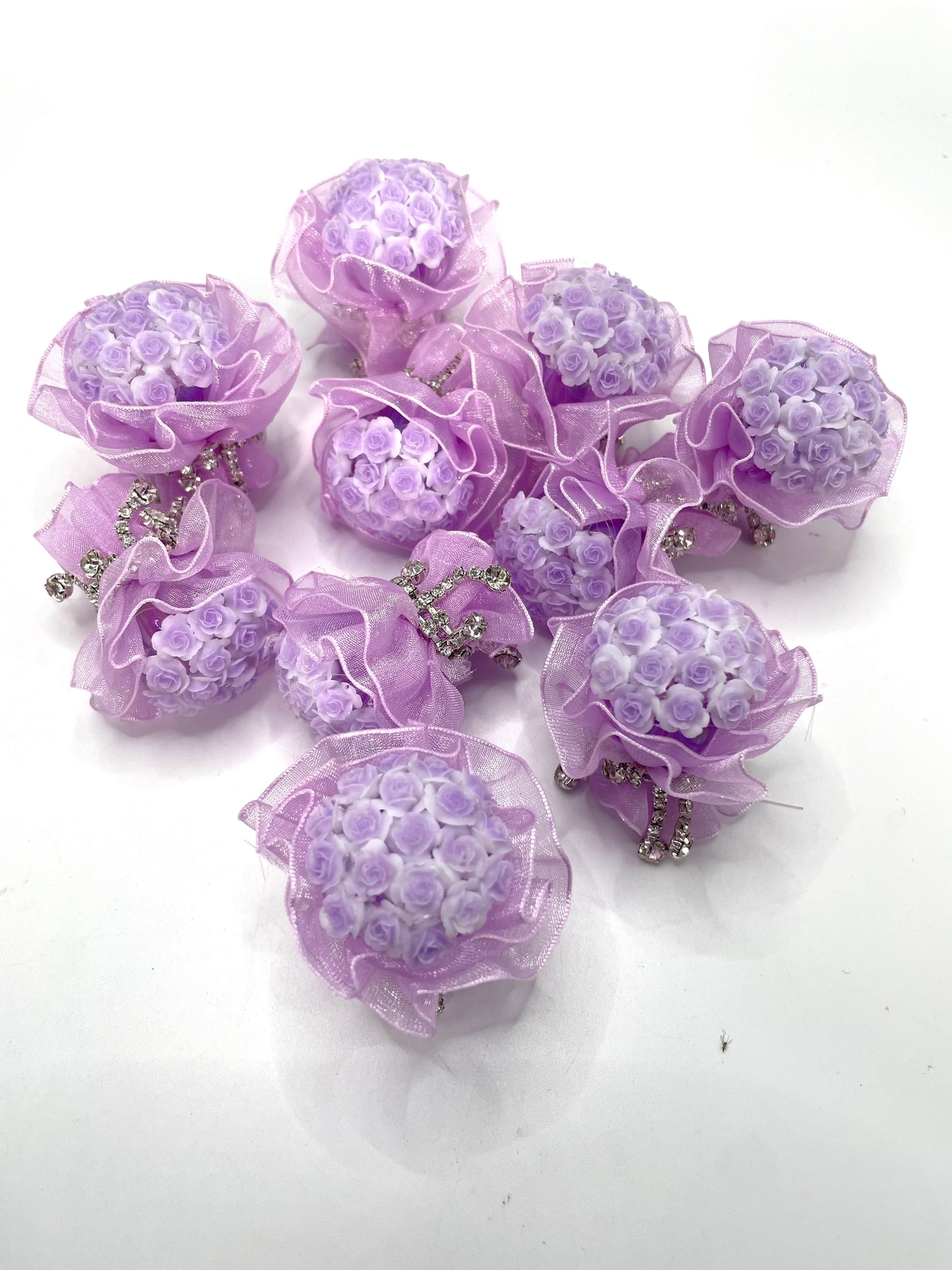 Purple flowers Flower arrangement Holding flowers in hands Fancy Beads Pen Toppers