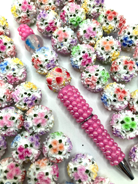 Clay flower beads Colored flowers Colored petals Flower-shaped pottery beads and pearls