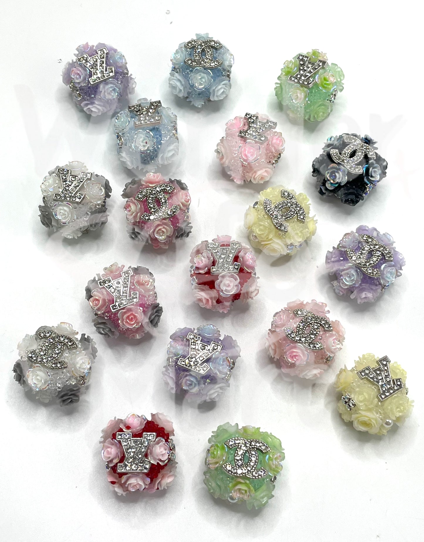 Sugar beads Metal alloy Designer Fashionable items Flower beads Random Mix 18mm