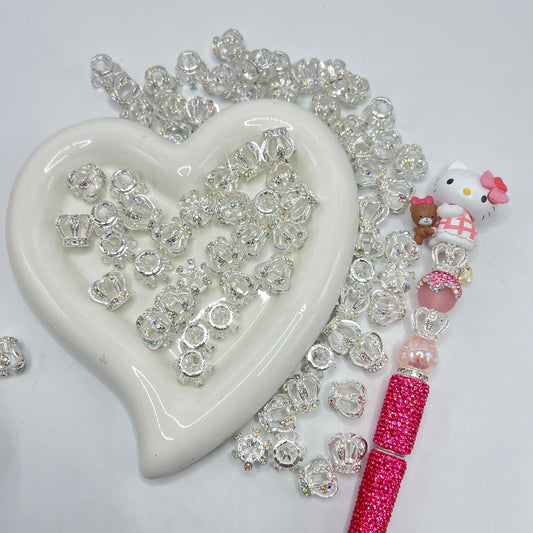 Crown bead with rhinestone hollow out bead fancy bead