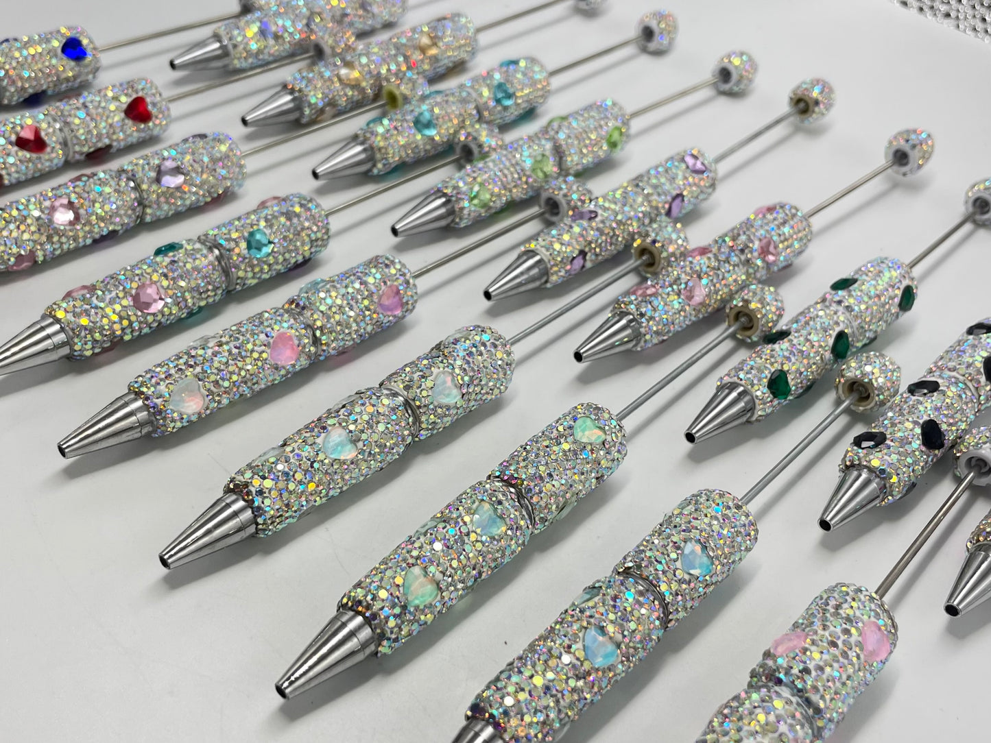 Diy Clay Rhinestonewith heart shape rhinestone beaded beadable pen Rhinestone pen Bling pen, Random MiX