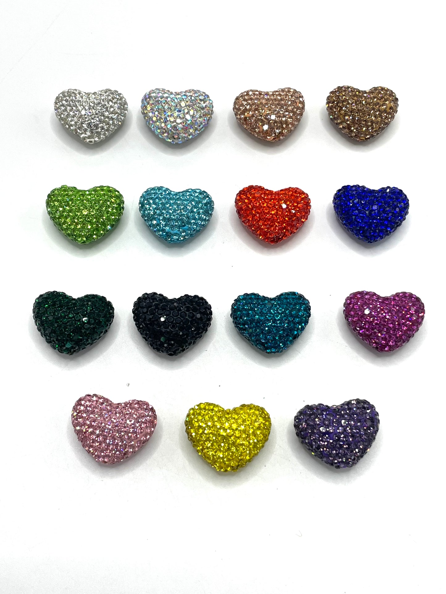 clay rhinstone Clay love Heart bead Valentine's Day Clay and drill beads Random Mix 24mm