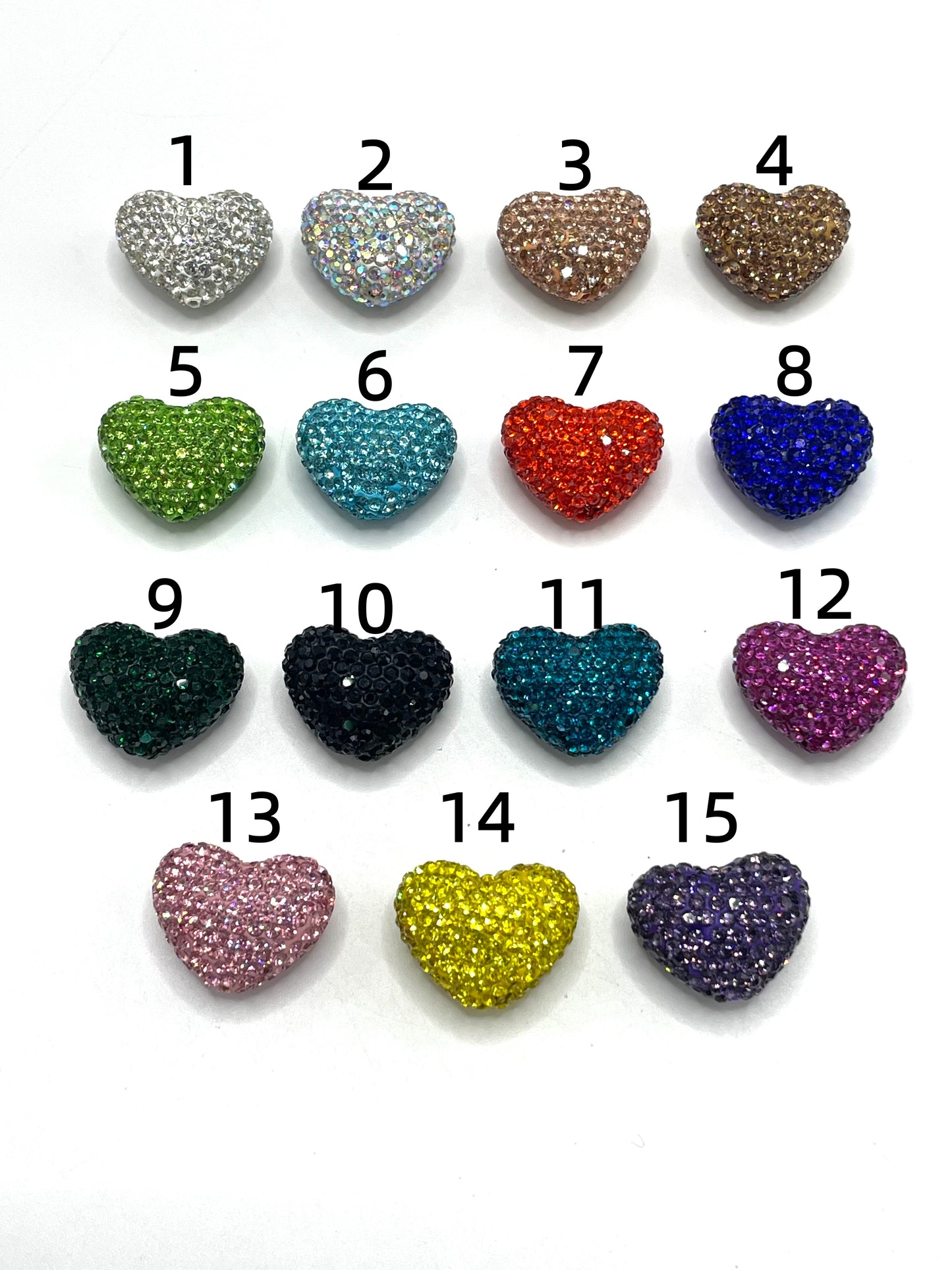 clay rhinstone Clay love Heart bead Valentine's Day Clay and drill beads Random Mix 24mm