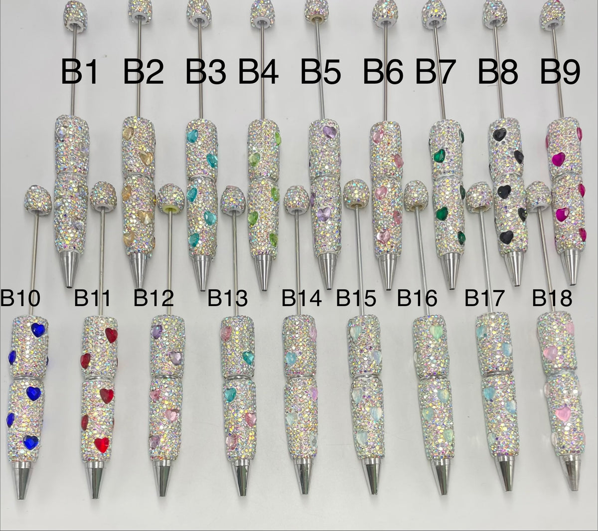 Diy Clay Rhinestonewith heart shape rhinestone beaded beadable pen Rhinestone pen Bling pen, Random MiX