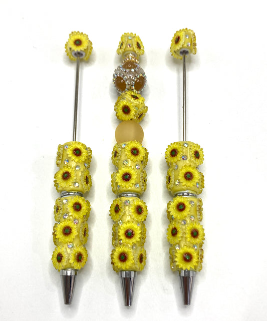 DIY Ceramic Clay Bead Pencil Clay-made chrysanthemum beads and chrysanthemum string beads pen Sunflower