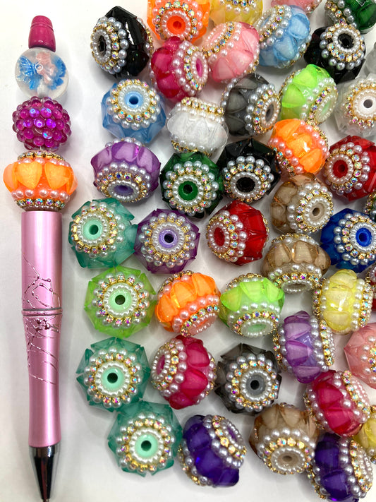 Fancy Beads Pumpkin beads Golden Chain Pearl gasket Bubble Random Mix 19mm