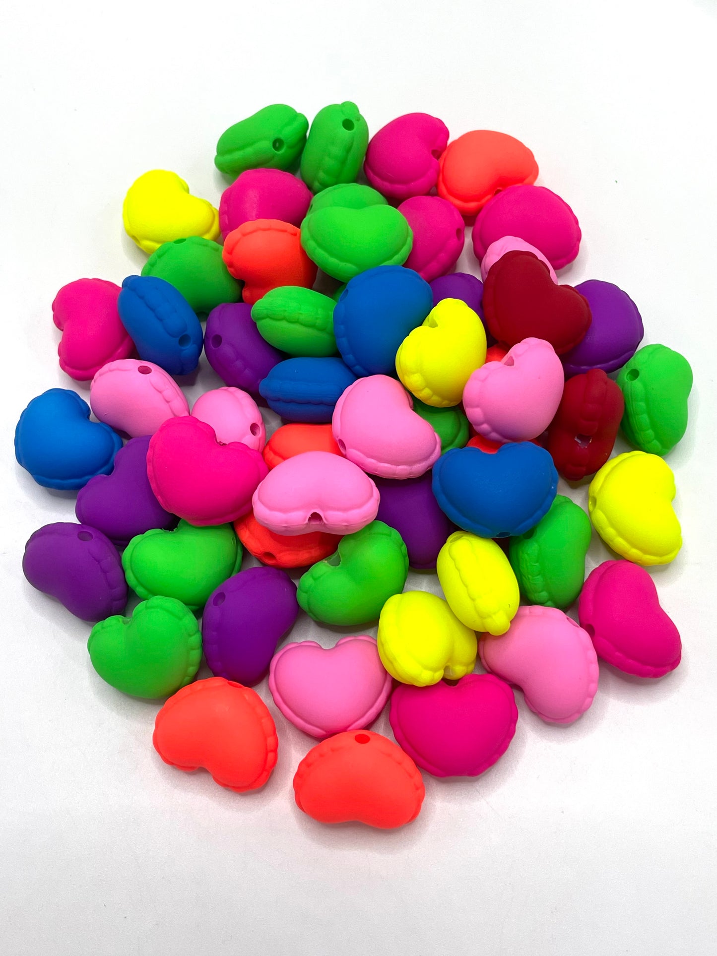 Acrylic beads Neon color Matte Acrilic heart at the hem of the skirt 24mm