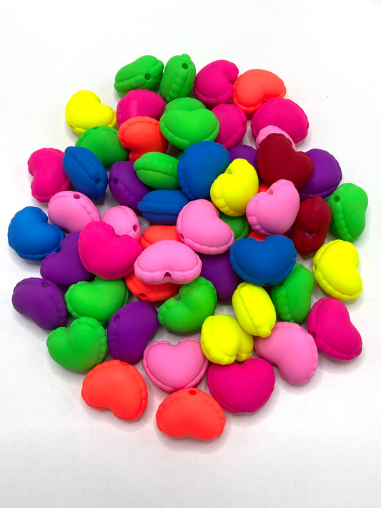 Acrylic beads Neon color Matte Acrilic heart at the hem of the skirt 24mm