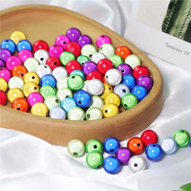 Diy acrylic beads Laser Reflective finished on surface 16mm ,colored ,random mix