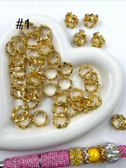 Metal alloy Butterfly Spacers beads Gold and silver Inlay Colorful Rhinestone Spacers 7mm