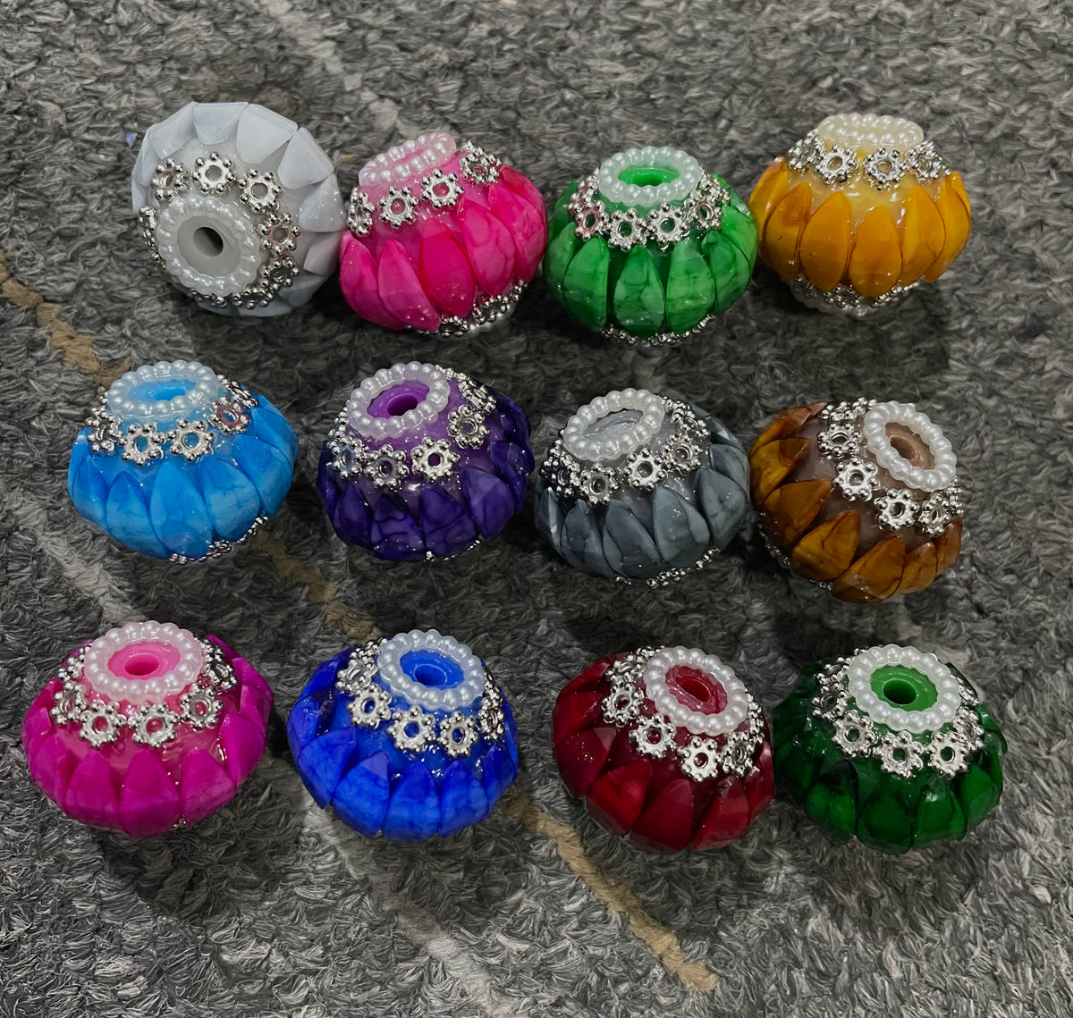 diy beaded beadable beady fancy horse eyes lantern beads ornarments with metal flower and pearl ,random mix