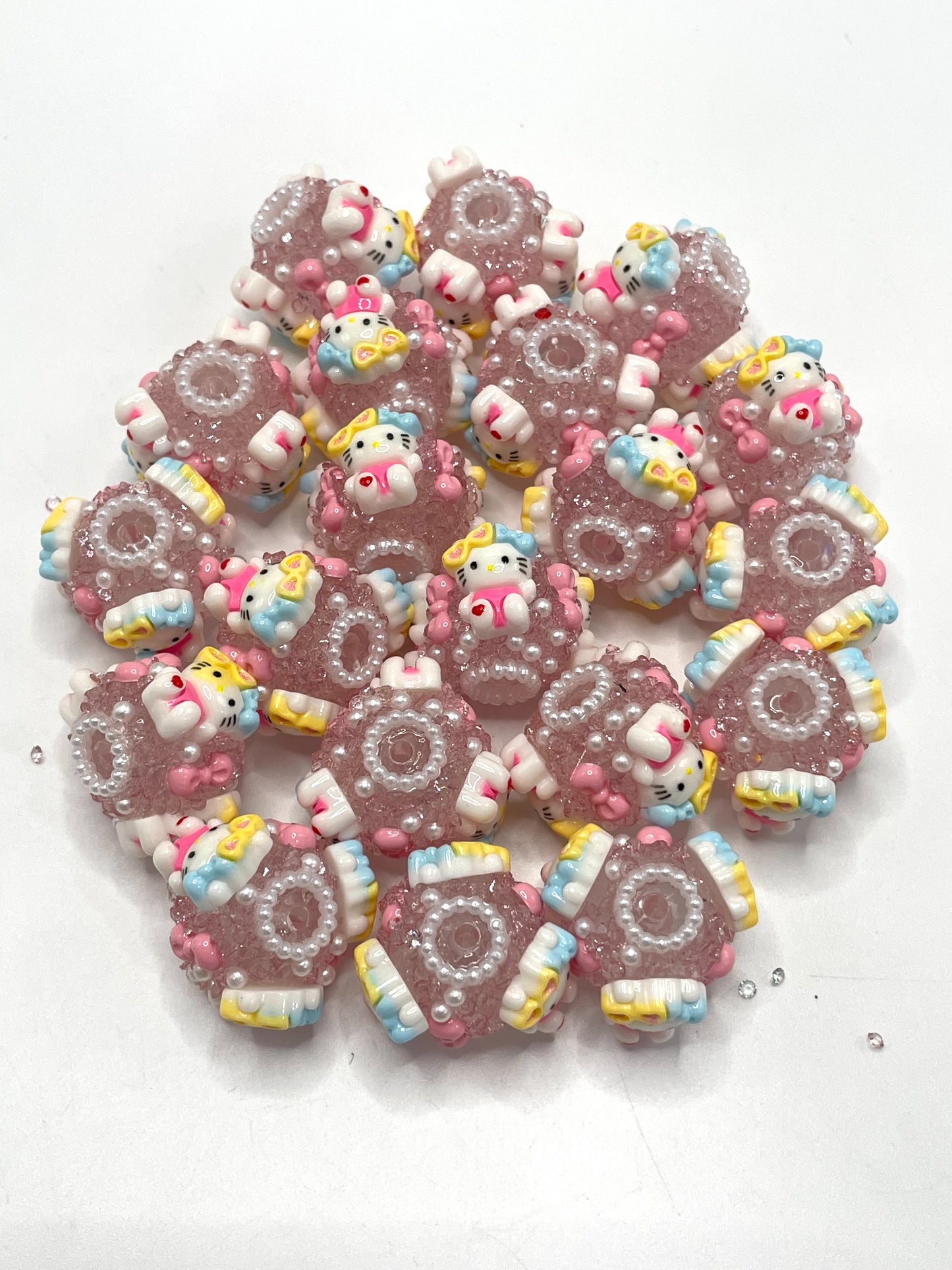 HK Sugar beads Cute bow-shaped sugar beads Cute beads 18mm Random Mix