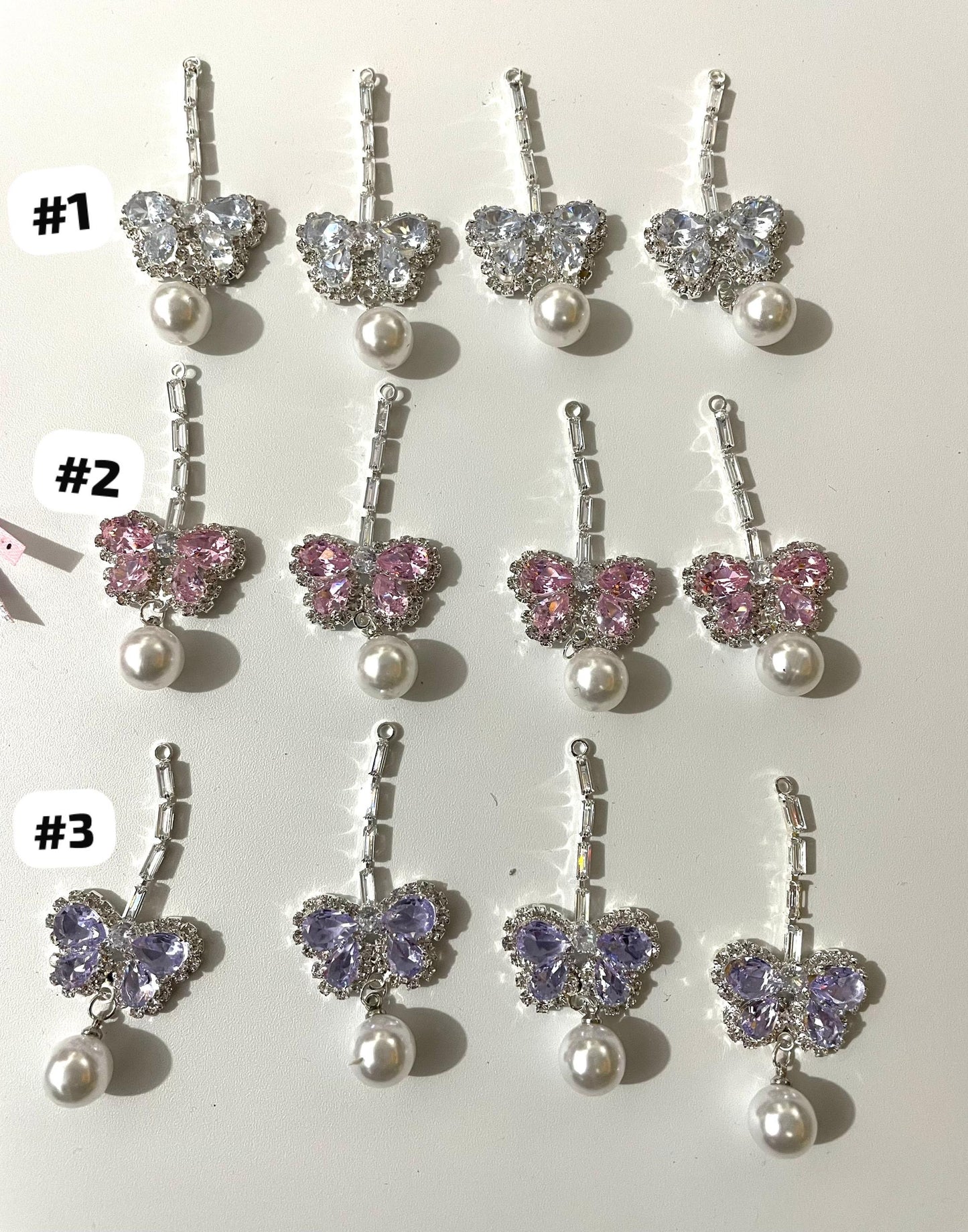 DIY with fancy butterfly charm pendant ornament with crystal rhinestones and pearl